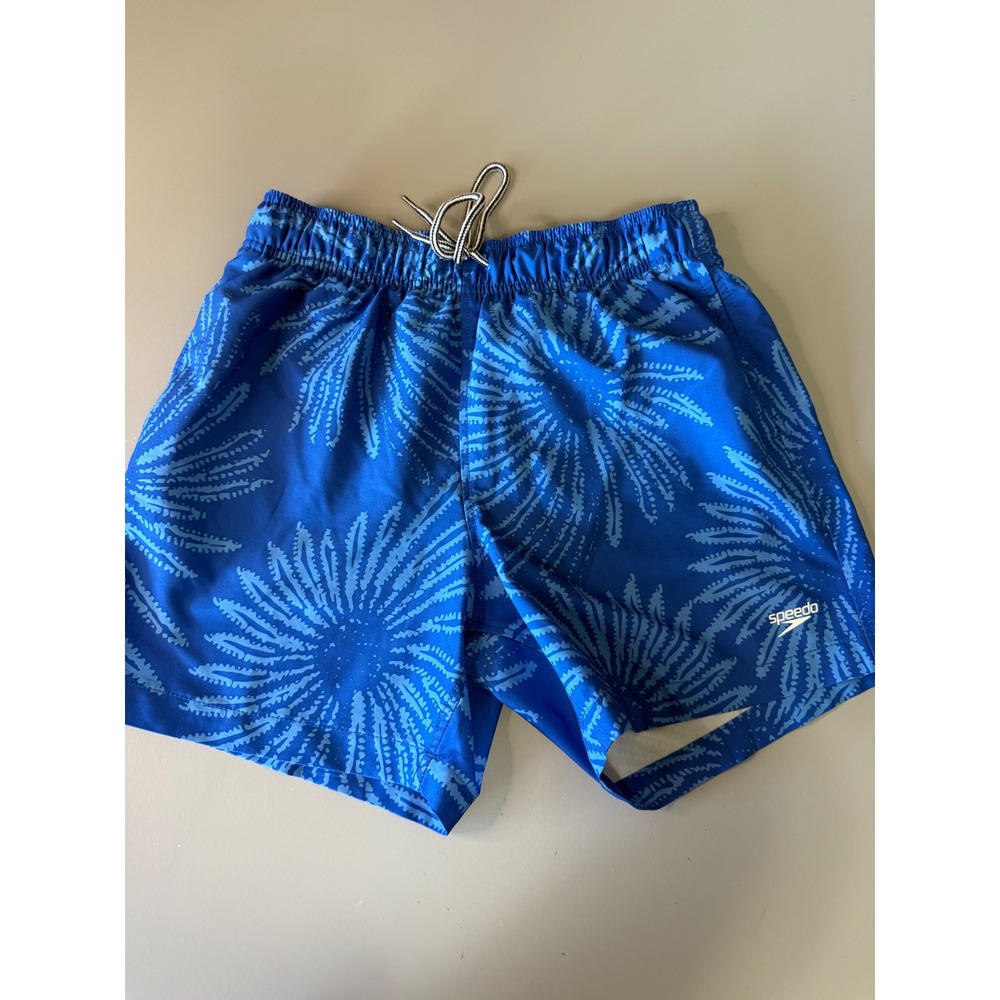 Speedo Mens Blue Floral Sunburst Swim Trunks Mesh Liner Size Medium